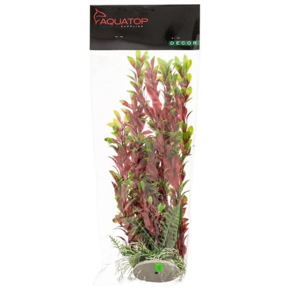 Aquatop Hygro Aquarium Plant - Red & Green - 12" High w/ Weighted Base