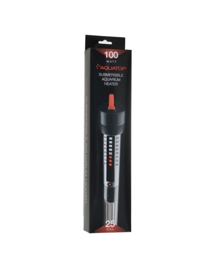 Aquatop Aquarium Submersible Glass Heater - 100 Watts - 10.5" Tall (Aquariums up to 25 Gallons)