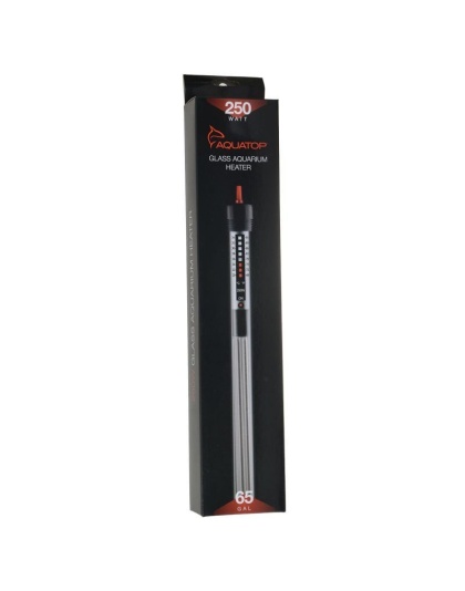 Aquatop Aquarium Submersible Glass Heater - 250 Watts - 12.5" Tall (Aquariums up to 65 Gallons)