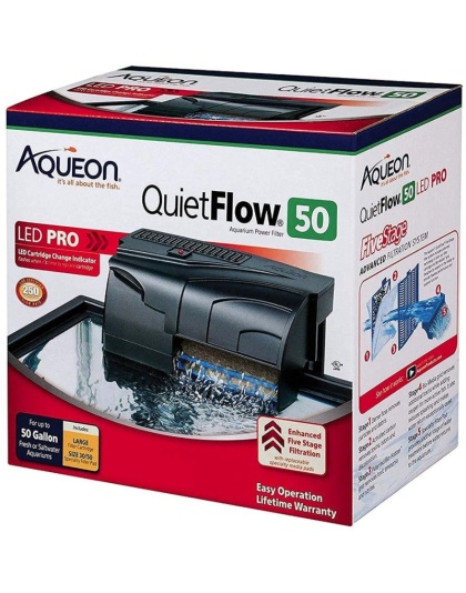 Aqueon QuietFlow LED Pro Power Filter - QuietFlow 50 (Aquariums up to 50 Gallons)
