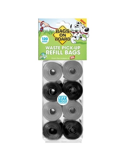 Bags on Board Pick up Bags Refill - Black & Gray - 120 Bags