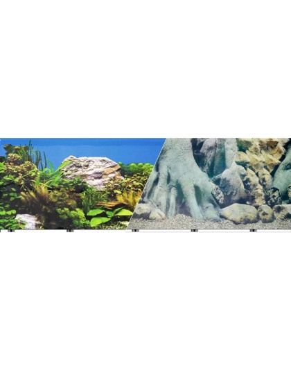 Blue Ribbon Freshwater Rock & Tree Trunks Double Sided Aquarium Background - 50' Long x 19" High