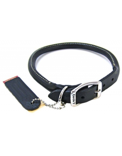 Circle T Pet Leather Round Collar - Black - 16" Neck