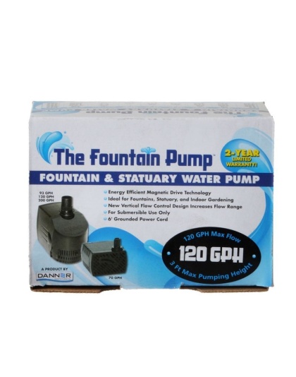 Danner Fountain Pump Magnetic Drive Submersible Pump - SP-120 (120 GPH) with 6' Cord