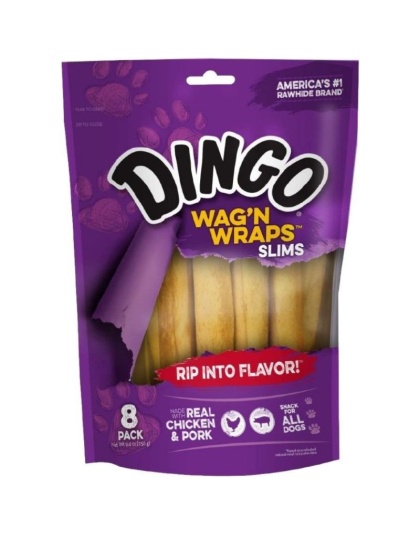 Dingo Wag'n Wraps Chicken & Rawhide Chews (No China Sourced Ingredients) - Slims 8 count