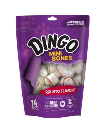 Dingo Meat in the Middle Rawhide Chew Bones - Mini - 2.5" (14 Pack)