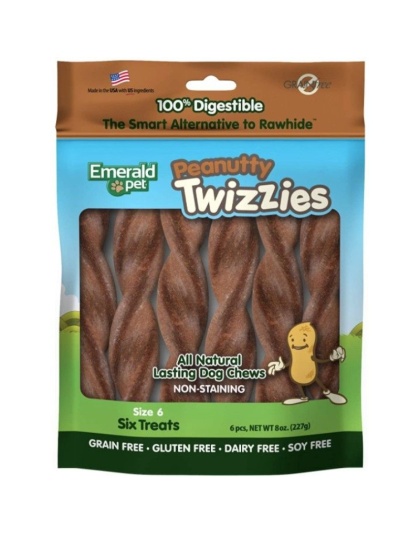 Emerald Pet Peanutty Twizzies Natural Dog Chews - 6 count