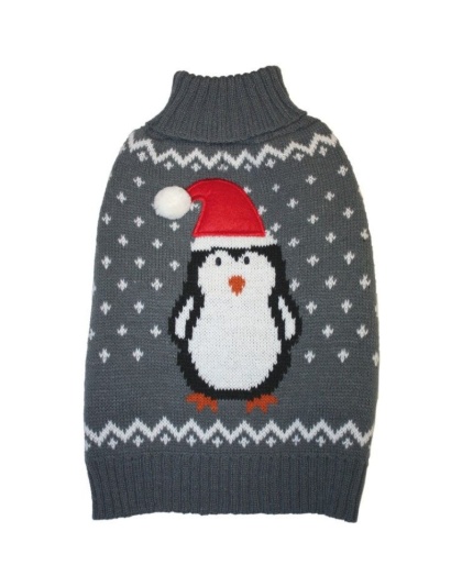 Fashion Pet Gray Penguin Dog Sweater - Medium