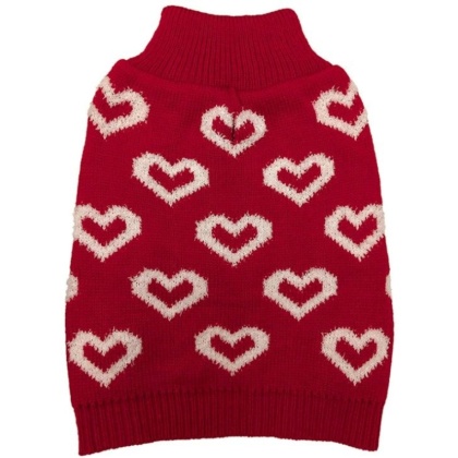 Fashion Pet All Over Hearts Dog Sweater Red - X-Small