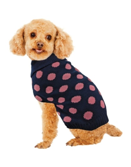 Fashion Pet Contrast Dot Dog Sweater Pink - Small