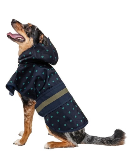 Fashion Pet Polka Dot Dog Raincoat Navy - X-Large