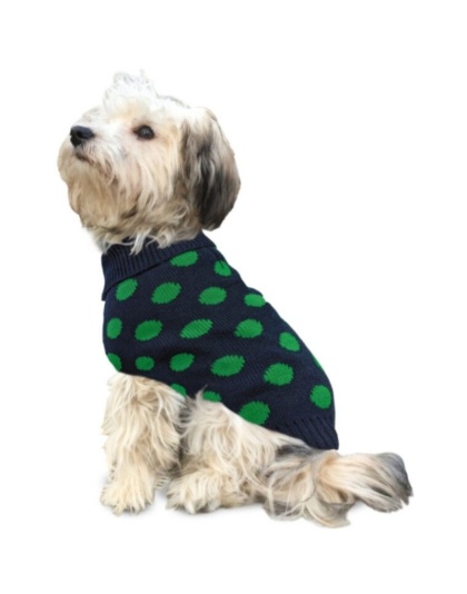 Fashion Pet Contrast Dot Dog Sweater Green - Medium