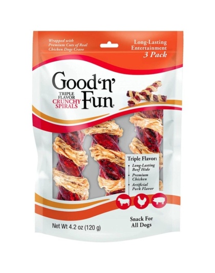 Healthy Hide Good N Fun Triple Flavor Crunchy Spirals - 3 count