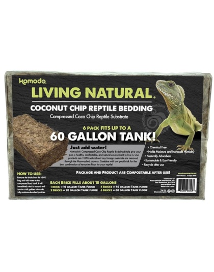 Komodo Living Natural Coconut Chip Reptile Bedding Brick - 3 count