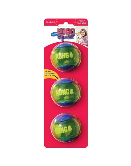 KONG Squeezz Action Ball Blue - Medium - 3 count