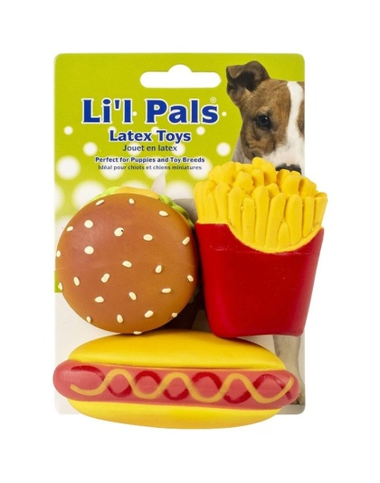 Lil Pals Lil Pals Latex Hamburger, Fries, and Hotdog Dog Toys - 1 count