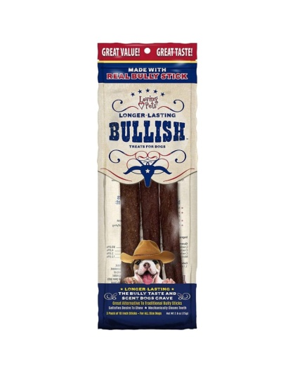 Loving Pets Long Lasting Bullish Sticks for Dogs 10 Inch Long - 3 count