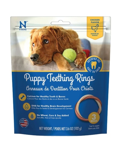 N-Bone Puppy Teething Ring - Chicken Flavor - Puppy Teething Ring - 3.5" Diameter (3 Pack)