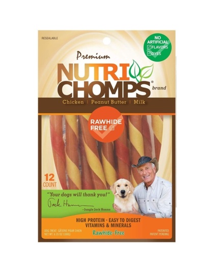 Nutri Chomps Mini Twist Dog Treat Peanut Assorted Flavors - 12 count