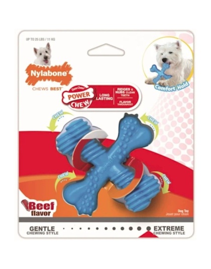 Nylabone Dura Chew X-Bone - Beef Flavor - Regular - 1 Pack - (Dogs up to 15 lbs)