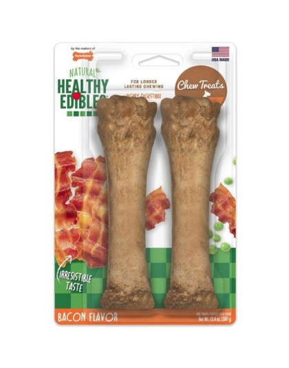 Nylabone Healthy Edibles All-Natural Long Lasting Bacon Chew Treat Souper - 2 count