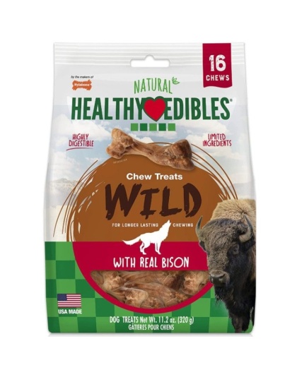 Nylabone Natural Healthy Edibles Wild Bison Chew Treats - Small - 16 Pack