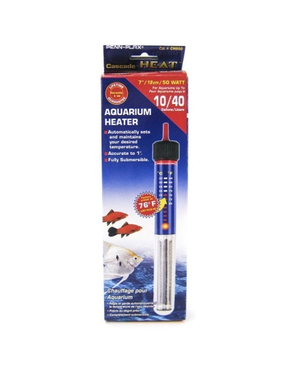 Penn Plax Cascade Submersible Heat Aquarium Heater - 50 Watts - 7" Long (10 Gallons)