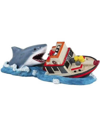 Penn Plax Jaws Boat Attack Aquarium Ornament - 1 count