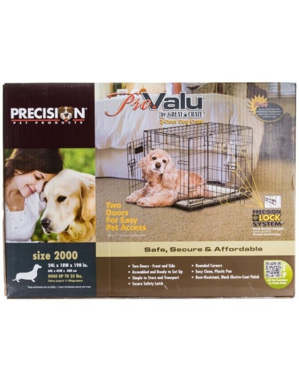 Precision Pet Pro Value by Great Crate - 2 Door Crate - Black - Model 2000 (24"L x 18"W x 19"H) For Dogs up to 25 lbs