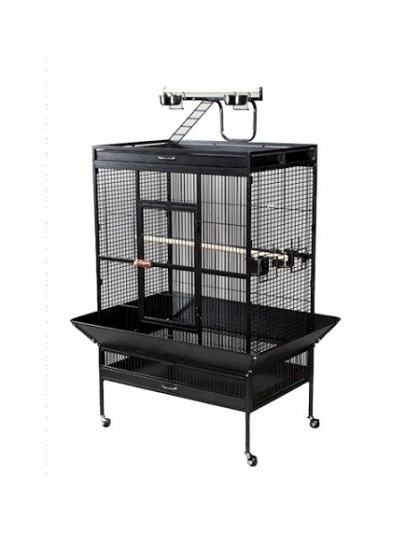 Select Wrought Iron Play Top Parrot Cage - Black