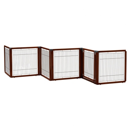 Richell Convertible Elite 6 Panel Pet Gate - Cherry Brown