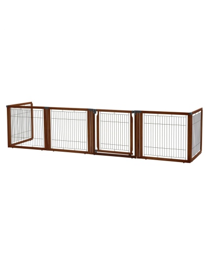 Richell Convertible Elite 6 Panel Pet Gate - Cherry Brown