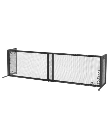 Richell Large Freestanding Metal Mesh Pet Gate in Black