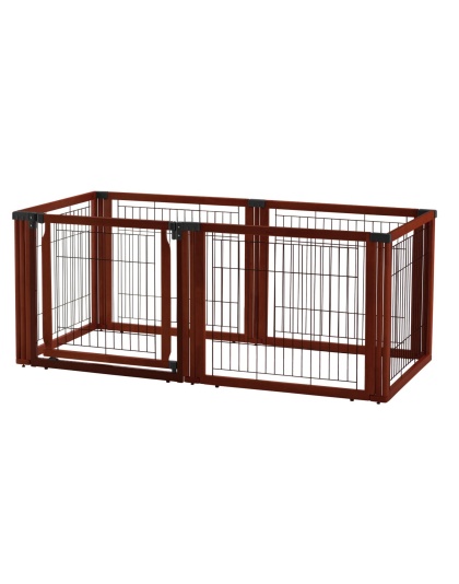 Richell Convertible Elite 6 Panel Pet Gate - Cherry Brown