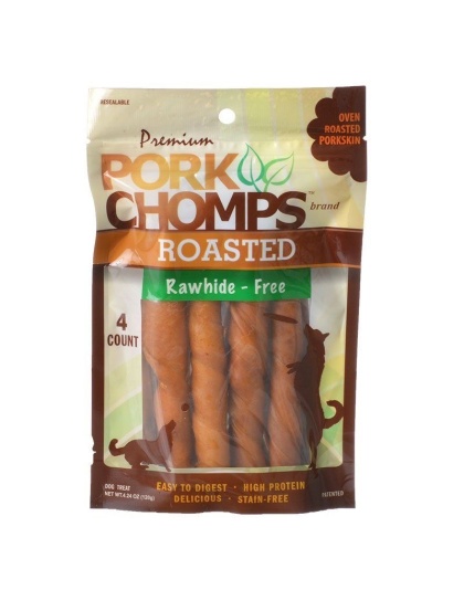 Premium Pork Chomps Roasted Porkhide Twists - 4 Pack