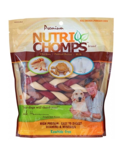 Nutri Chomps Premium Mixed Flavor Braids Dog Chews 6 Inch - 10 count