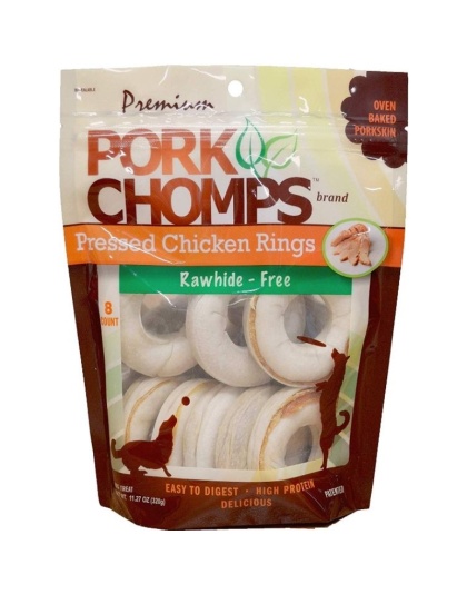 Pork Chomps Pressed Chicken Rings Dog Treats - 8 count