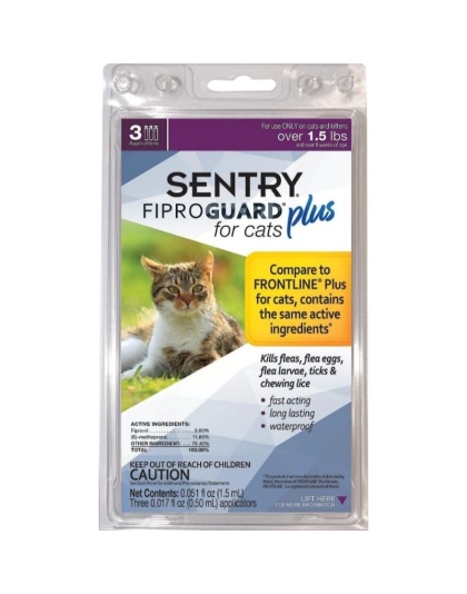 Sentry Fiproguard Plus for Cats & Kittens - 3 Applications - (Cats over 1.5 lbs)