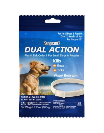 Sergeants Dual Action Flea and Tick Collar II for Small Dogs and Puppies Neck Size 15" - 1 count
