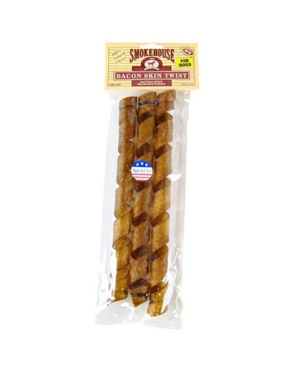 Smokehouse Treats Bacon Skin Twists - Large - 11"-12" Long (3 Pack)