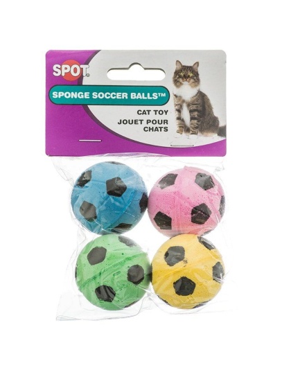 Spot Spotnips Sponge Soccer Balls Cat Toys - 4 Pack