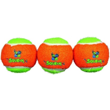 Spunky Pup Squeak Tennis Balls Dog Toy - Small - 3 count