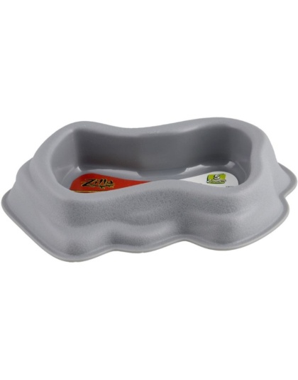 Zilla Decor Durable Dish for Reptiles Grey - Medium (8.5"L x 7"W x 3.3"H)