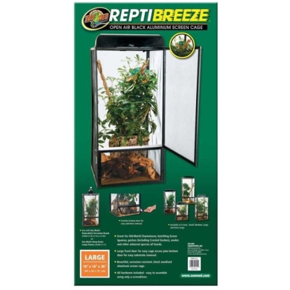 Zoo Med Reptibreeze Open Air Aluminum Screen Cage - Black - Large (18"L x 18"W x 36"H)