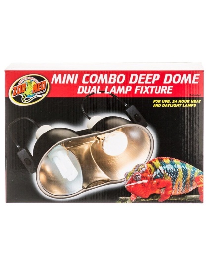 Zoo Med Mini Combo Deep Dome Lamp Fixture - Black - Up to 100 Watts - Each Socket