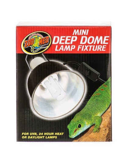 Zoo Med Mini Deep Dome Lamp Fixture - Black - Up to 100 Watts